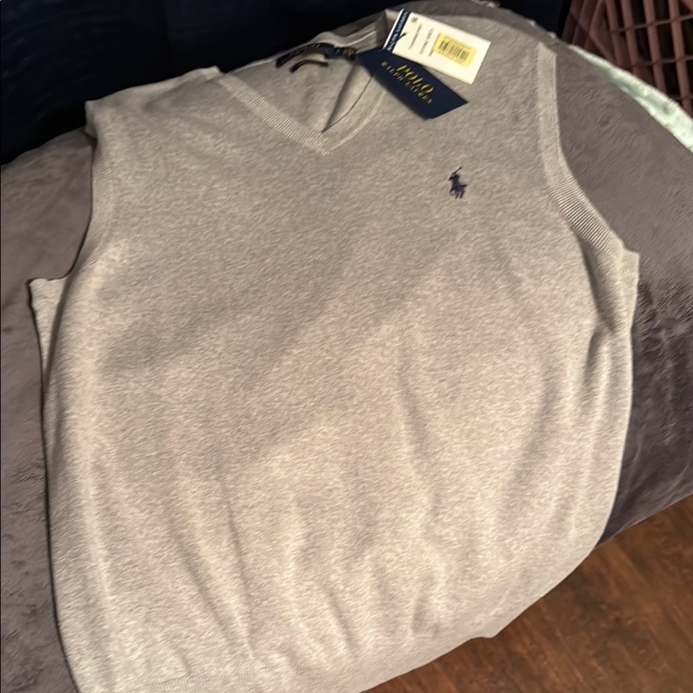 Polo by Ralph Lauren Light Gray V-Neck Sweater